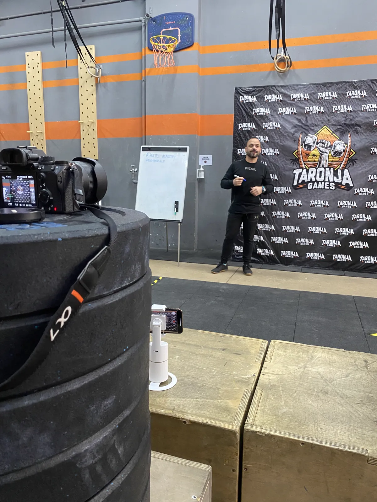 Photocall con cámara en evento Taronja Games de Taronja Box Valencia